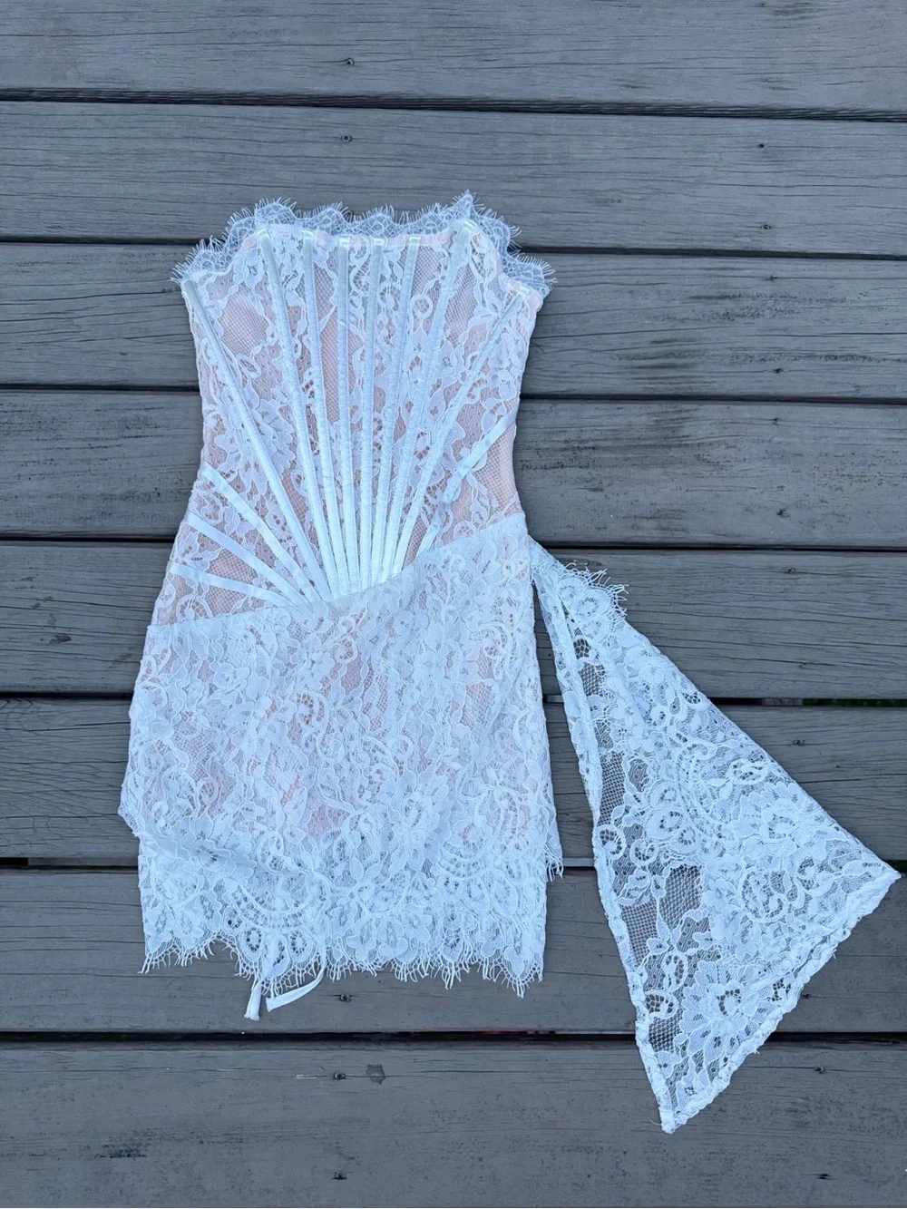 White Lace Corset Mini Dress - Elegant Strapless Party Dress